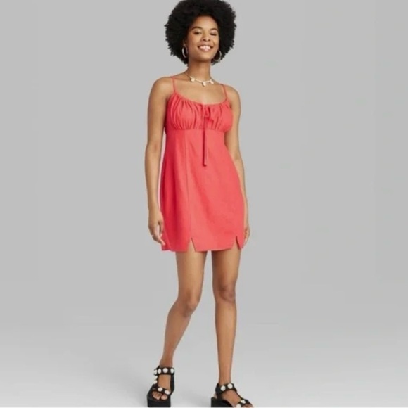 NWT Wild Fable Womens Linen Blend Sundress Size XXL Bodycon Coral Orange‎ - Picture 1 of 16
